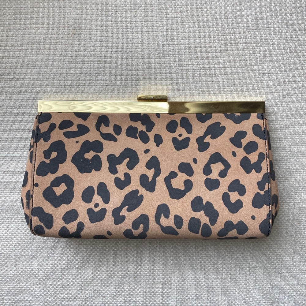 J Crew animal print clutch